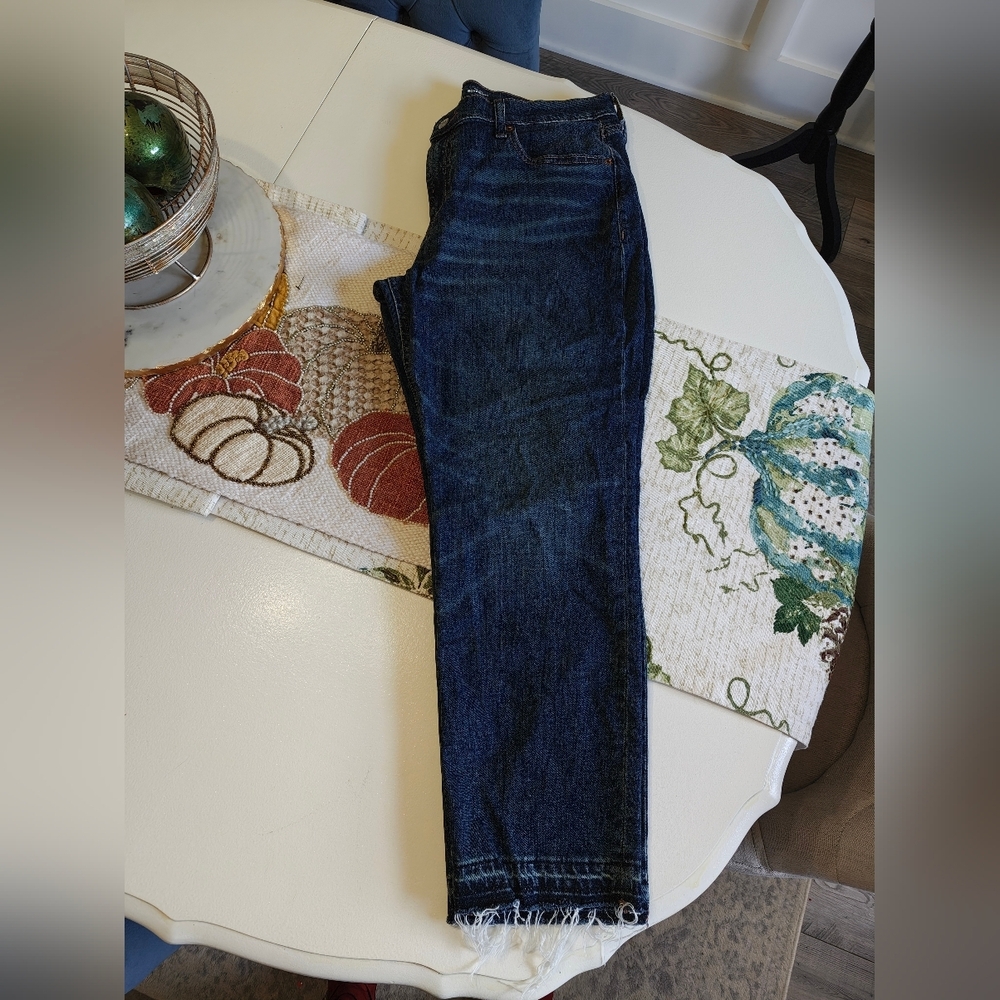 Old Navy Blue Boyfriend Jeans Frayed Hem